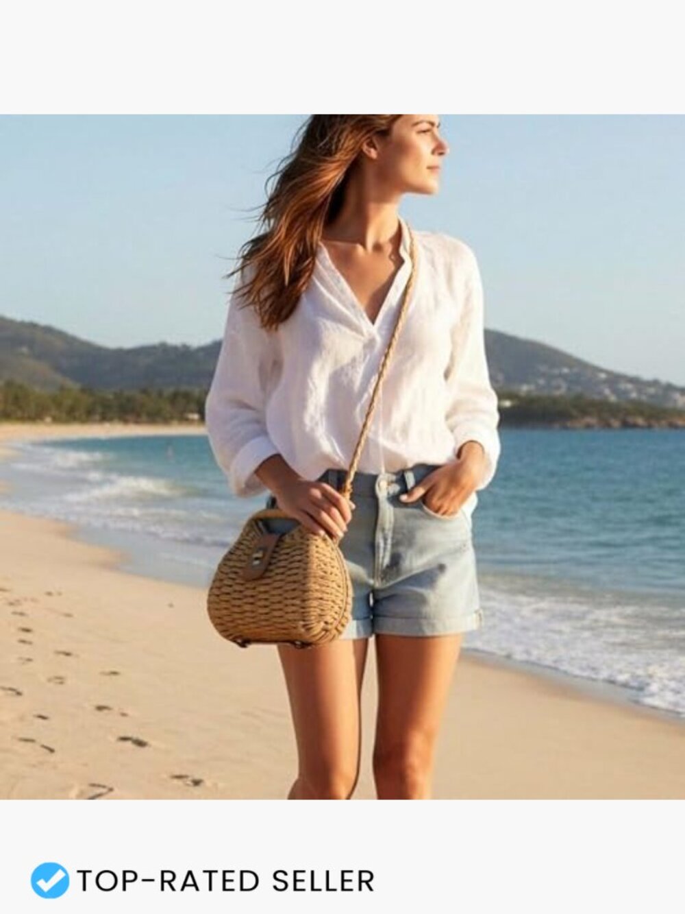 Woven Straw Tote Crossbody Bag Lightweight Handmade Summer Beach Clutch - Picture 2 of 7